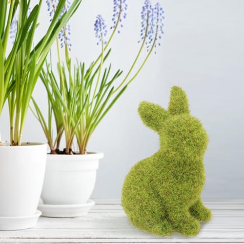 Lapin floqué de Pâques lot de 2 statuettes vertes décoratives pour table et balcon - 5