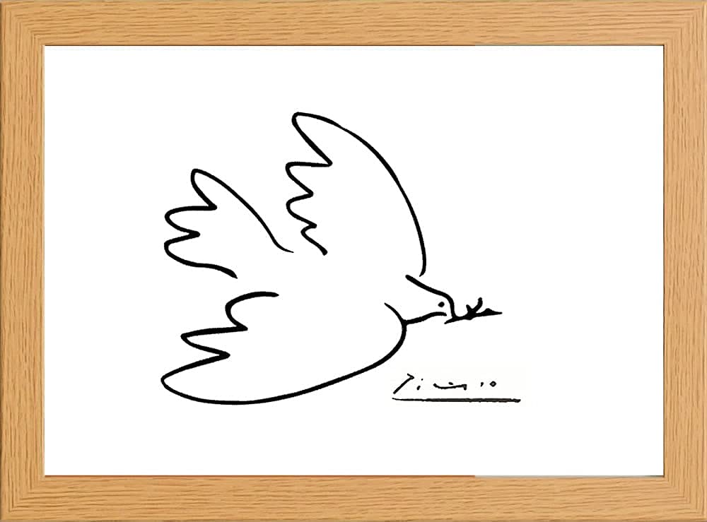 stortvalley Picasso Dove of Peace Line Drawing Print in Glass Fronted 10" x 13.5" Frame