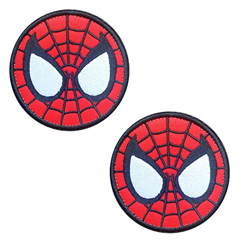 Lot de 2 écussons Spiderman brodés Velcro pour jeans, vestes, vêtements, sacs à main, bonnets, sac à dos, uniforme, gilet, chevalier foncé pour enfants et adultes