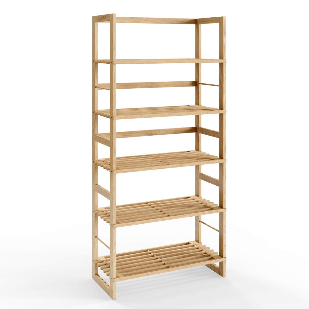 Casaria Scaffale da bagno in Legno 5 Ripiani Mobiletto da Cantina 135,5 x 58 x 27 cm Libreria Salvaspazio Portaoggetti