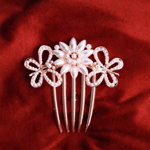 Image of BellaStella Premium Rhinestone Flower Hair Comb Hairpin Hair Dressing For Wedding Prom (Pack of 1) (Pearl White)