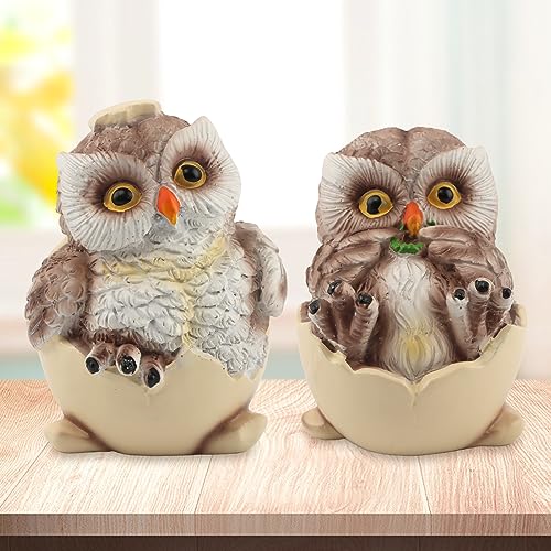 Figurillas de búho de resina con textura y detalles pintados miniatura 6
