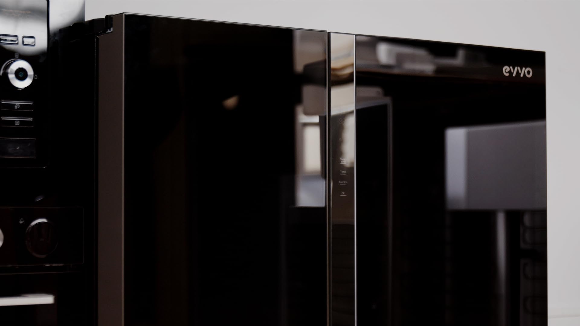 EVVO Frigorífico americano F90 Glass, Motor Inverter, Glass Door, Total No Frost, 352l + 198l, tecnología LECO, Negro