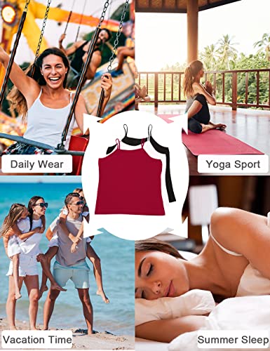 Image of VIKIDEER 3 Pack Camisole for Women Plus Size Basic Undershirt Spaghetti Strap Cami Tank Top