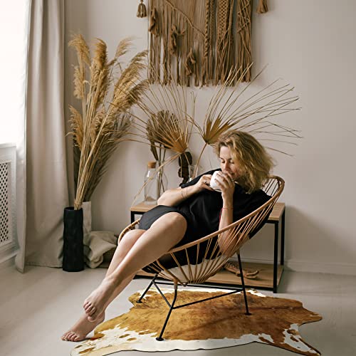 Beraliy Cowhide Rug, 4.6 X 5.2 Ft Large Cow Print Rug For Bedroom, Faux Fur Animal Cow Hide Carpet For Western Decor Living Room, Brown #TOP1