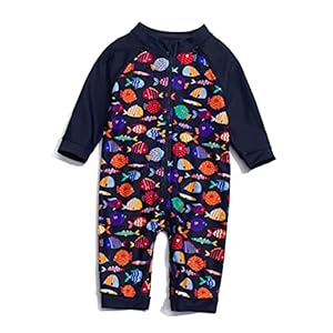 BONVERANO Kleiner Junge Badeanzug EIN Stück Extra Langer Reißverschluss Mit Badekappe UV-Schutz 50+