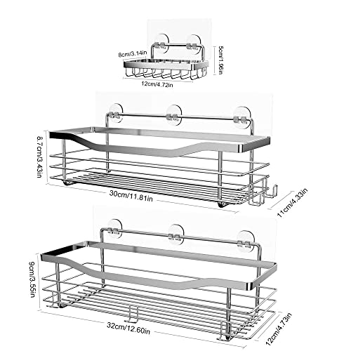 Orimade 2-Pack Adhesive Shower Caddy with 3-Pack Organizer