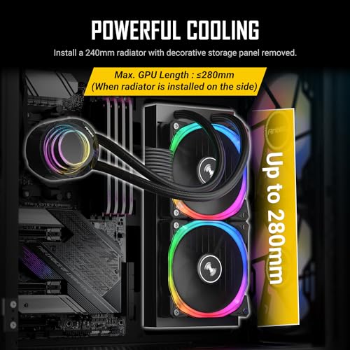 Image of Antec NX416L Mid-Tower ATX Gaming Case with Side Tempered Glass, 2 Pre-Installed 160mm ARGB Fans, 1x 120mm ARGB Fan | PC Cabinet (Black)