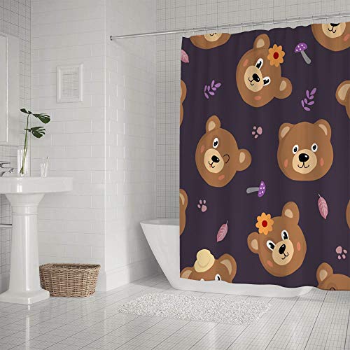 Rideau de douche moderne ours CHEHONG en polyester résistant lavable avec crochets robustes - 3