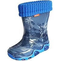 Demar Kids Boys Girls Wellies Rain Boots Warm Fleece-Lined Light Unisex Children Wellington Boots