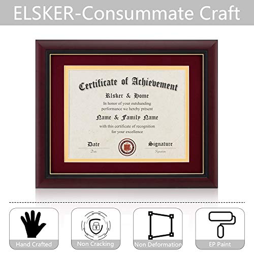 Image of ELSKER&HOME 8.5x11 Diploma Frame with Velvet Red Mat,Real Black Wood