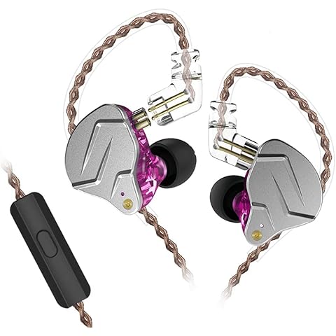 KZ ZSN Pro Wired Earbuds in-Ear Headphones with 3.5mm Plug,Microphone with Built-in Remote to Control Music, Phone Calls,in-Ear Monitors with 2 Pin Detachable Tangle-Free Cable(Purple with Mic) Cover