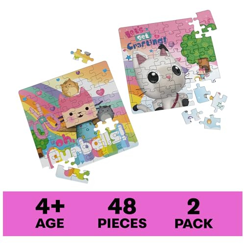 Image of Spin Master Games Gabby's Dollhouse, 2-Puzzle Pack 48-Piece Jigsaw Puzzles in Character Storage Tubes Gabby's Dollhouse Toys Kids Puzzles, for Preschoolers Ages 4 and up