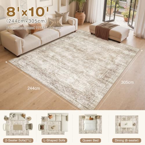 Image of cotiled Boho 8x10 Area Rugs for Living Room: Large Moroccan Washable Rug