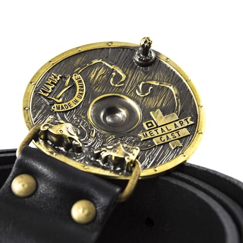 Leather belt with belt buckle Viking Shield, Handmade scandinavian warrior shield solid brass belt buckle on leather belt3