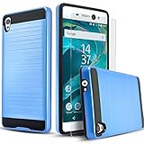 Sony Xperia XA Ultra Case, 2-Piece Style Hybrid Shockproof Hard Case Cover with [Premium Screen Protector] + Circle(TM) Stylus Touch Screen Pen Blue
