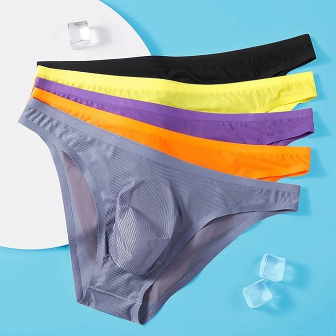 Men's Briefs Seamless Ice Silk Breathable Transparent Ultra-Thin Underpants Sexy Elastic Waist Bikini Underwear4