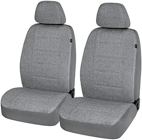 Road Comforts Front Car Seat Covers Sport Low Back, Flax Seat Protector, Airbag Compatible, Universal Fits Car, Truck, SUV, Vans(Gray)