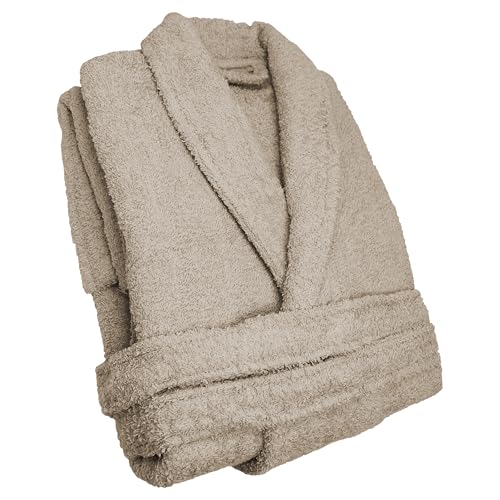 LEBENGOOD Bademantel für Damen, Herren, Unisex, Frottee 100% Baumwolle, Weicher Morgenmantel Dusche, Größen Flauschig, Leicht (Sand, L)