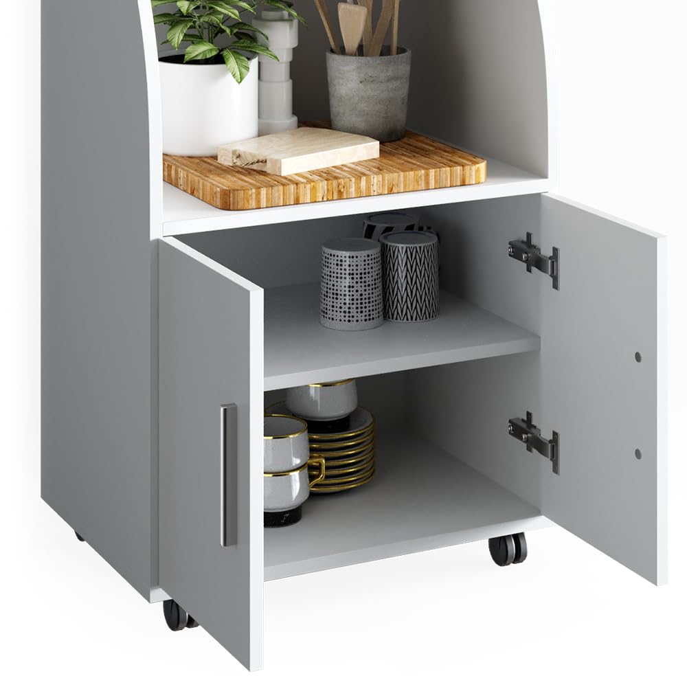 Vicco Rollcontainer Elio, Weiß, 55 x 83.8 cm, mit Rollen und Ablagefläche für Mikrowelle oder Geräte