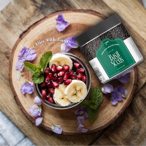 Image of Jivo Raw Basil Seeds for weight loss - 400gm | Sabja Seed, Takmuria Seeds 400g (Jar Pack) | High Fibre And Omega 3