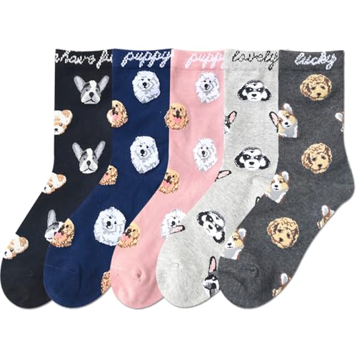 Image of IIG 5 Pairs Womens Novelty Cute Crew Socks Colorful Funny Ankle Socks Gifts for Womens Socks