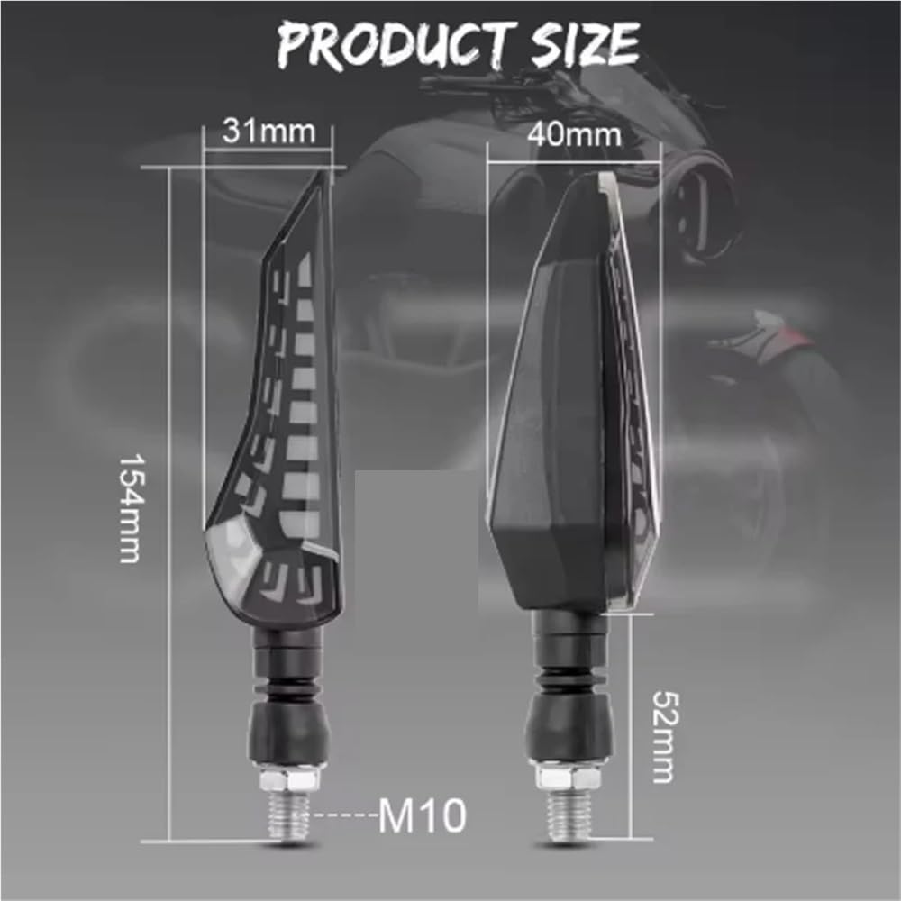 Faro Posteriore Stop Running M10 LED Indicatore di direzione per motocicletta Luce stop freno direzionale sequenziale DRL 12V Indicatori per