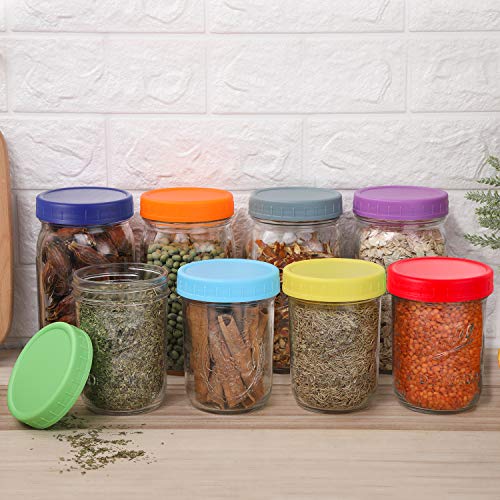 Wide Mouth Mason Jar Lids [16 Pack] For Ball, Kerr And More - Colored Plastic Storage Caps For Mason/Canning Jars - Leak-Proof #TOP4