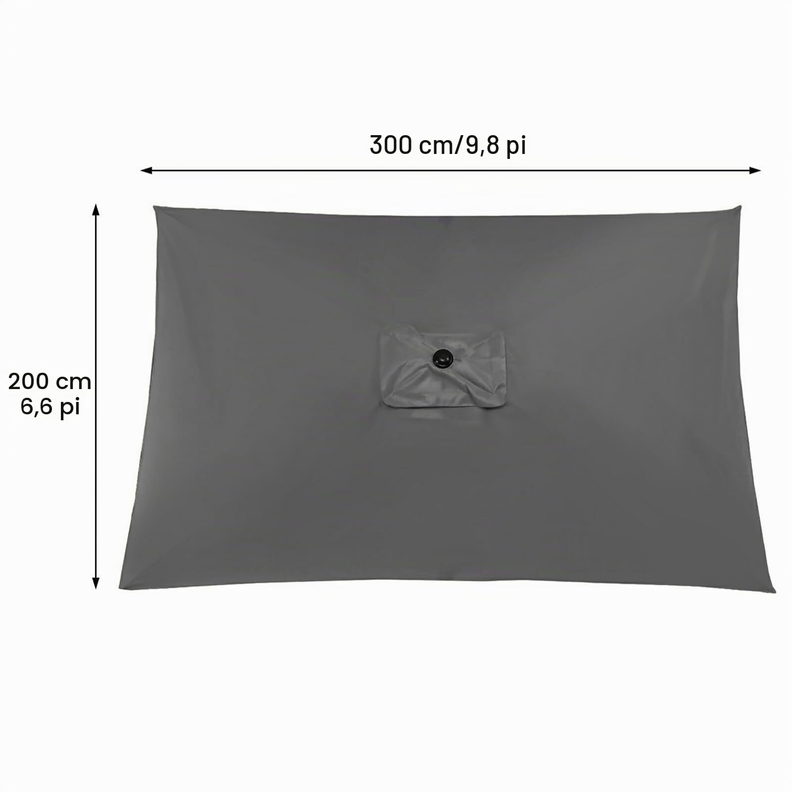 Auvent de rechange rectangulaire pour parasol de terrasse, 6 baleines, 3 x 2 m, Pour plage, piscine, terrasse, jardin(auvent uniquement)