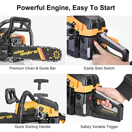 SALEM MASTER 5820H 58CC 2-Cycle Gas Powered Chainsaw, 18-Inch Chainsaw, Handheld Cordless Petrol Gasoline Chain Saw for Farm, Garden and Ranch