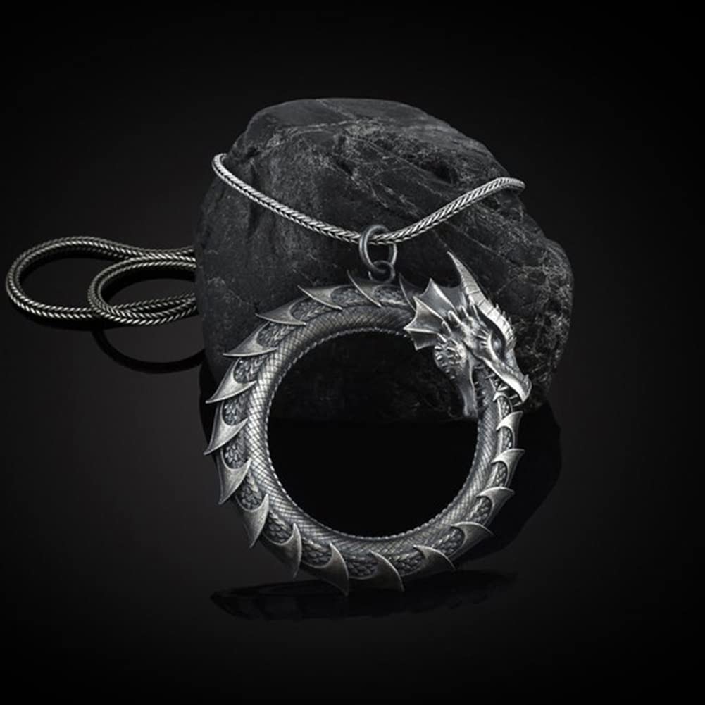 Pendentif serpent Ouroboros – Talisman alchimique, symbole du renouveau éternel # A10 - France