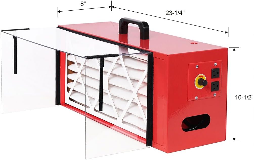 Tabletop Dust Collector for Woodworking, Portable Double-Sided Intake Air Filtration Systems with Timer Function Movable Air Filter for Garage, Home, Workshop, Bench Top, Shop Dust Collectors