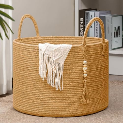 Catálogo para Comprar On-line Cestas del mes. 43 Tucorresi Cesta de Lavandería de Cuerda - Canasta Extra Grande Cuerda de Algodon con Asas, 50 X 30CM Cesta de Lavandería Plegable Tejida para Sala de Estar, Dormitorio, Cuarto de...