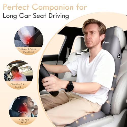 Image of FLORICH Car Seat Cushion and Lumbar Support Headrest Pillow Memory Foam Seat Cushion Ergonomic 2-in-1 Car Neck Pillow & Back Support for Car Truck Seat Long Driving Sciatica Tailbone Pain Relief, Gray