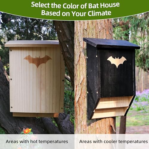 Seezengreen Large Wooden Bat House for Outdoors – Double Chamber Bat Shelter Box for Roosting, Easy to Install & Weather-Resistant Bat House Kit for Backyard Use, Wooden Bat Box for Outside - Thumbnail 7