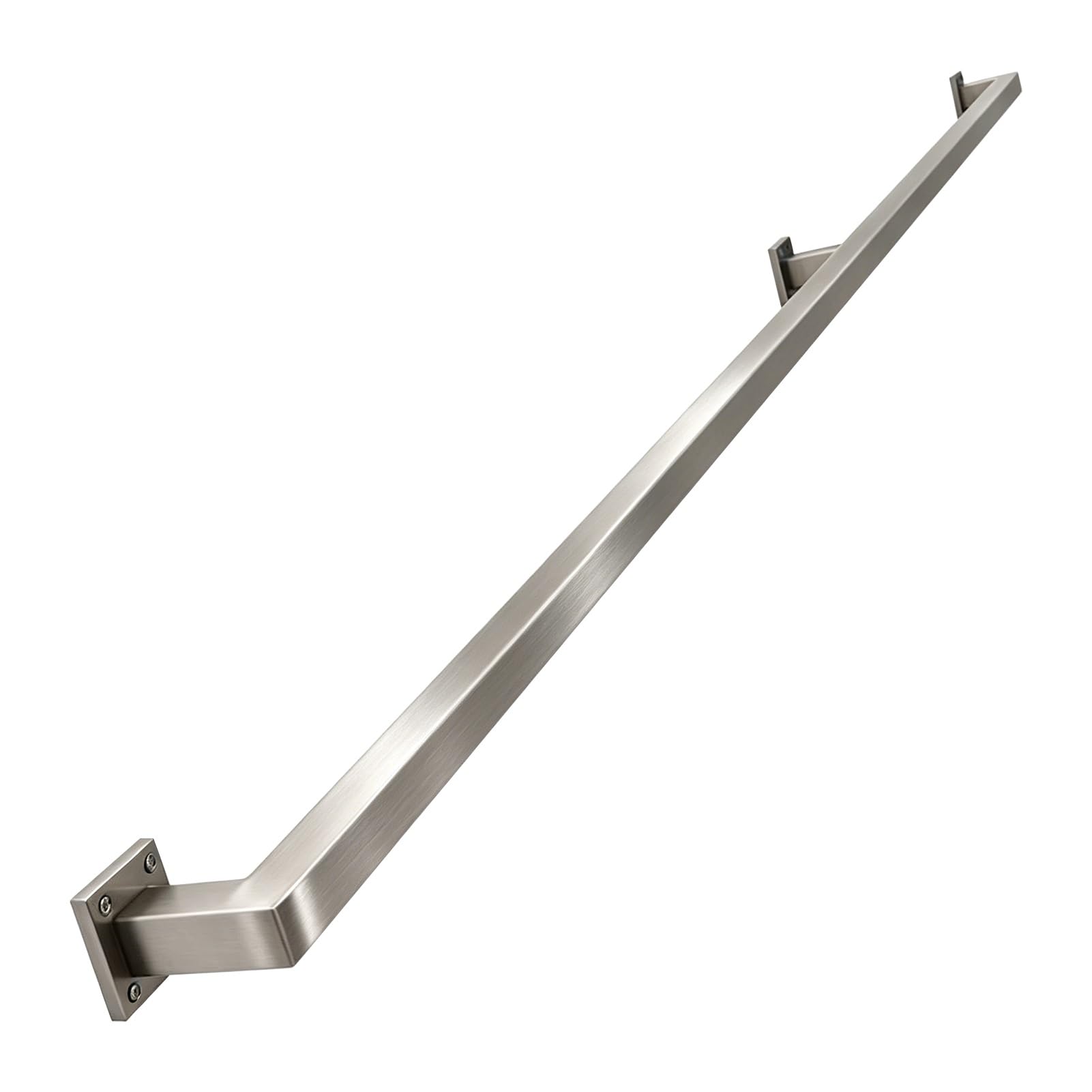 Drsyffsup One Color 30Cm-600Cm Stainless Steel Handrail For Indoor Or Outdoor Steps And Stairs – Square Pipe Stair Railings Safety Grab Bar – Wall Balustrade Foot Rail Support(7Ft/2.1M)