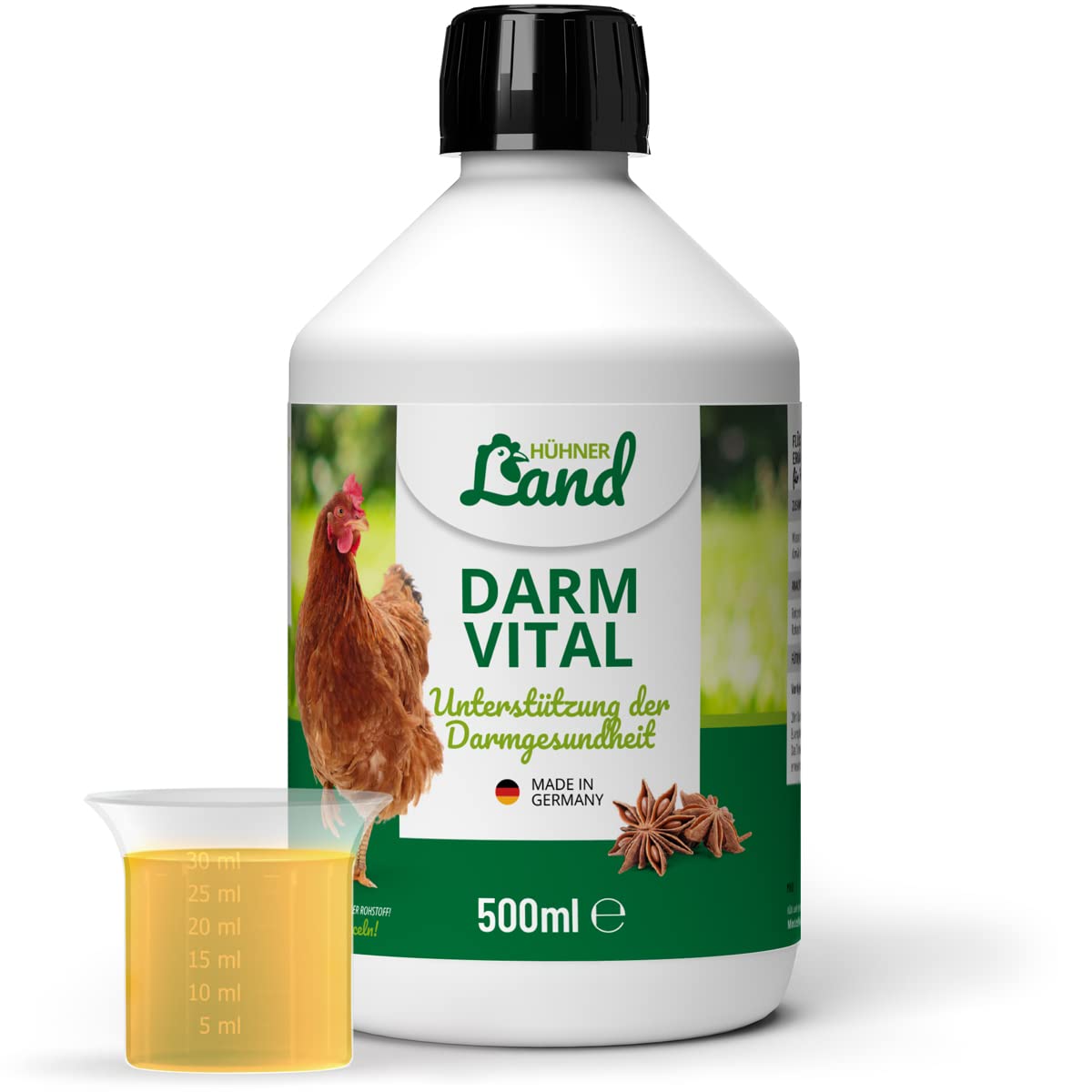 HÜHNER Land Intestin Vital 500 ml pour poulets – Soutien de la digestion et de la flore intestinale des poulets, en cas de diarrhée et de coccidies chez le poulet, renforcement du système immunitaire