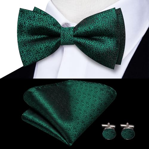 Image of Dubulle Suspender and Bow Tie for Men Paisley Solid Mens Suit Braces Pretied Bowtie and Handkerchief Cufflinks Formal Wedding
