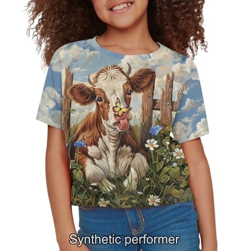 Image of 4th of July Shirt for Girls 7-8 Years US Flag Crop Tops Kids Outfit Independent Day Graphic Tee-