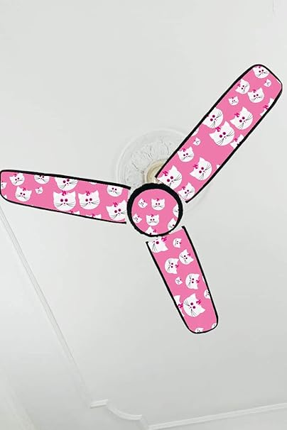 Dazling Bazaar PVC Waterproof Three Blend Ceiling Fan Blade Covers, 19.5X 6-inch (Cat-Pink)