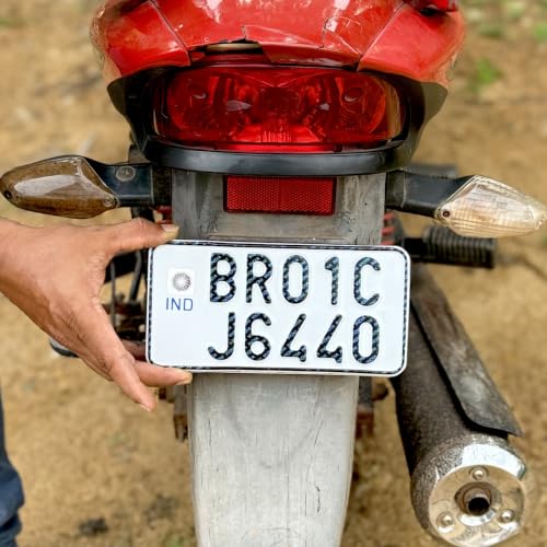 Image of Moto Utility Bike Rear Number Plate | Premium Aluminium | Radium White Reflective Finish | Customizable | Suitable for Motorcycles | Fancy Use | 1 Year Warranty