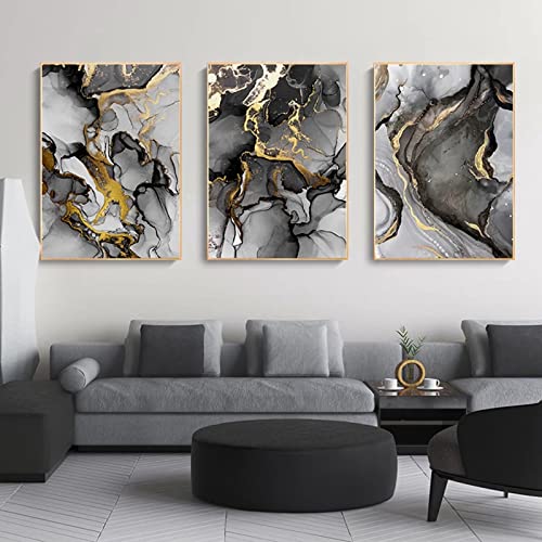 HEHGVCF Murales Negro Gris, Decoración del Hogar Imagen 50 x 70 cm, Gris Textura Mármol Imagen en Lienzo no Tejido, Salón Cuadros en Lienzo Decoración Sin Marco (C, 50 x 70 cm)