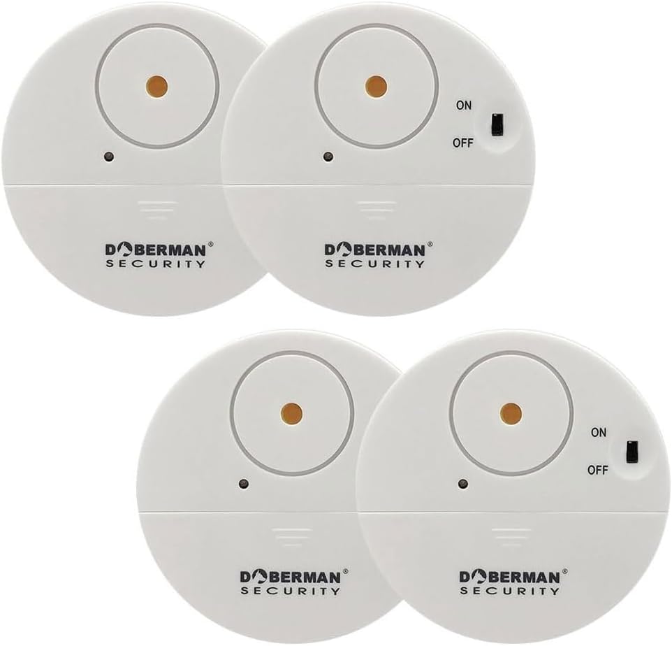 WOWSEA DOBERMAN SECURITY Ultra-Slim Window Alarm - Loud 100dB Alarm and Vibration Sensors - Modern & Ultra-Thin Design