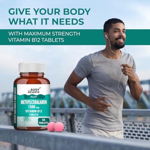 Image of THE BODY RESERVE Vitamin B12 Tablets 1500 mcg as Methylcobalamin | Vitamin B12 Supplement for Energy, Focus & Nerve Health | 60 Veg Tablets (2 Months Supply Pack)