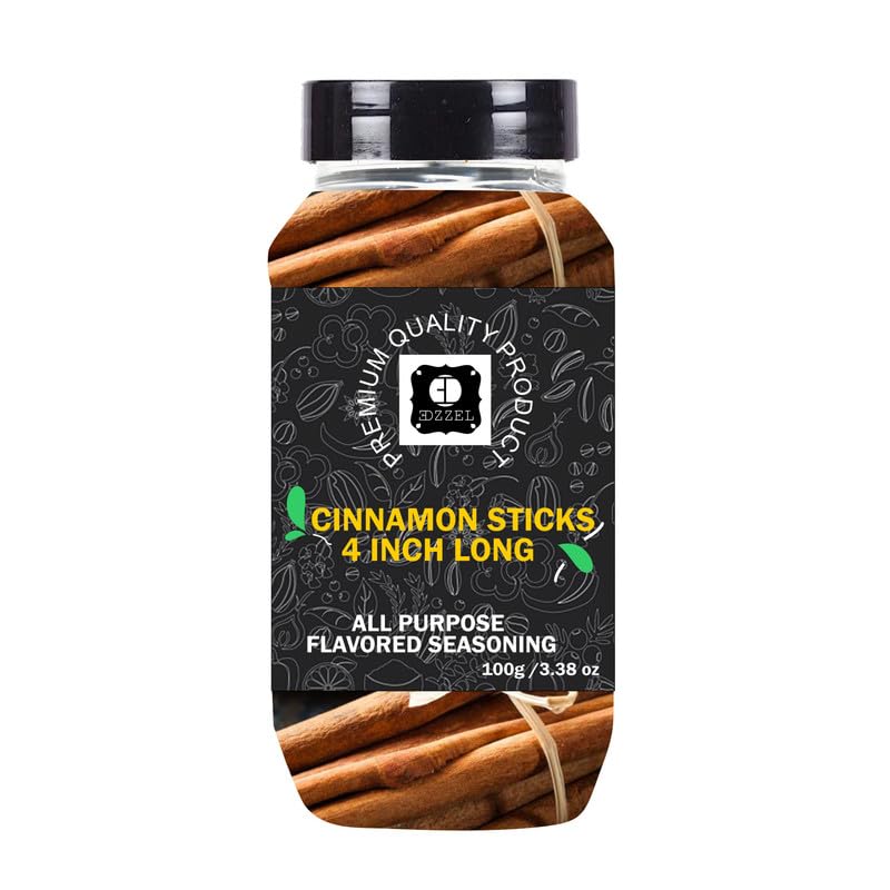 EDZZEL Palitos de canela india natural de, 4 pulgadas, caja de 100 gramos