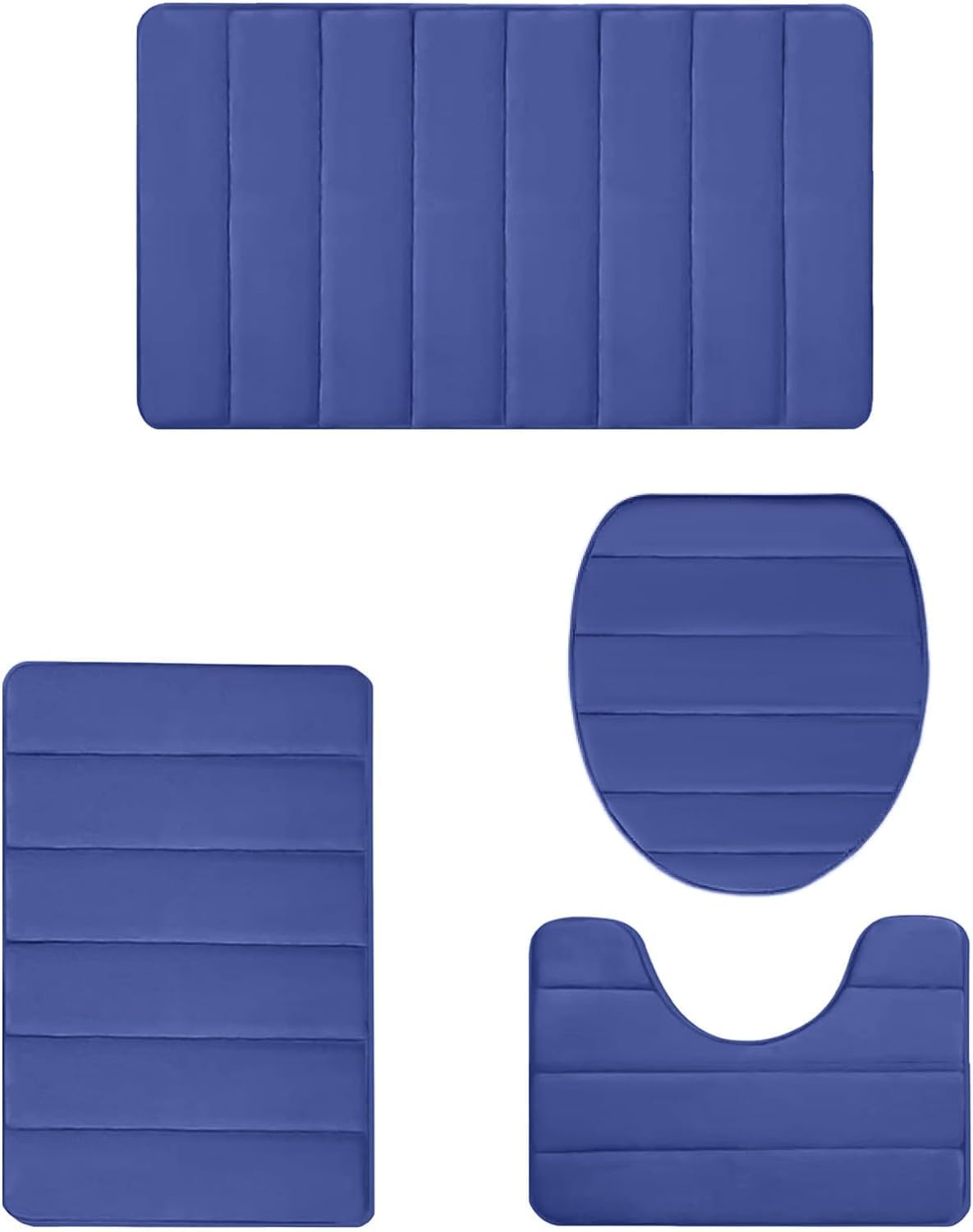 Alicacho Bath Rug Set 4 Pcs Bathroom Mat Basic Memory Foam Bathroom Rugs Soft Toilet Mats Water Absorption Non-Slip Bottom Mat Thick Quick-Dry(Blue)