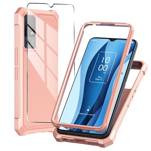 for TCL 40 XE/X 5G Phone Case with Tempered Glass Screen Protector,Slim Soft Silicone Full-Body Protective Case for TCL 40 XE (Black, Silicone Series)