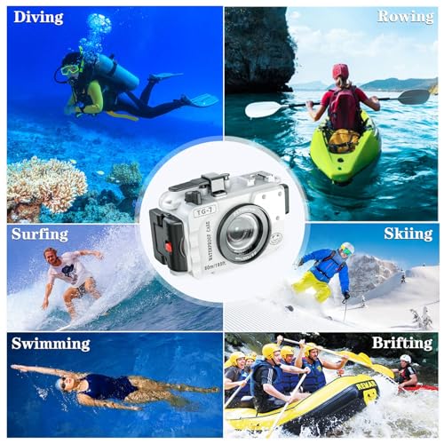 Image of TG-7 Underwater Camera Housing Case, 60m /195ft Waterproof, PC Material with O-Ring Seal, Compatible with Olympus OM System Tough TG-7 (White)