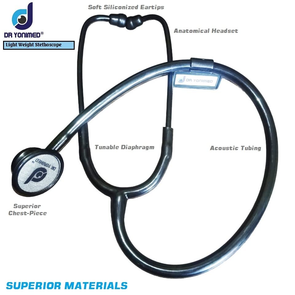 Dr Yonimed Super Frequency Black Matte Dual Head Stethoscope For Doctors, Surgeon, Nurse & Students.