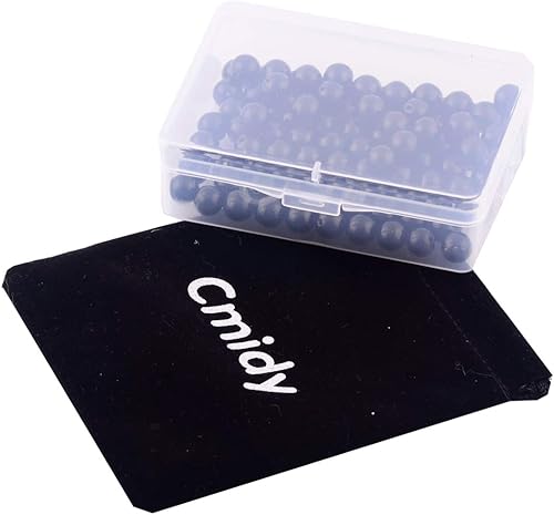 Miniatura 7 de Cuentas de piedra natural, 100 cuentas redondas de obsidiana negra de 0.236 pulgadas (0.236 in), cuentas sueltas de piedra auténtica, tamaño de